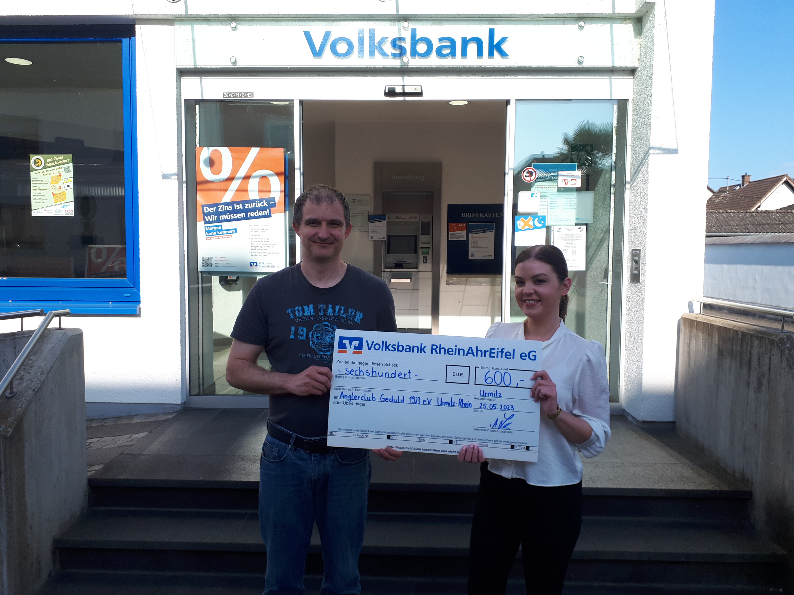 Volksbank RheinAhrEifel unterstützt den Anglerclub Geduld Urmitz-Rhein 1923 e.V.